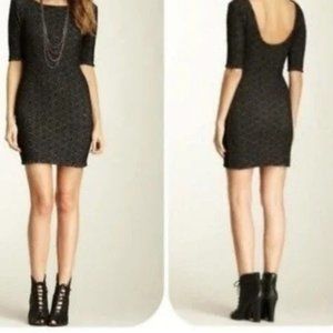 FREE PEOPLE| lady pucker black gray mini dress | size L